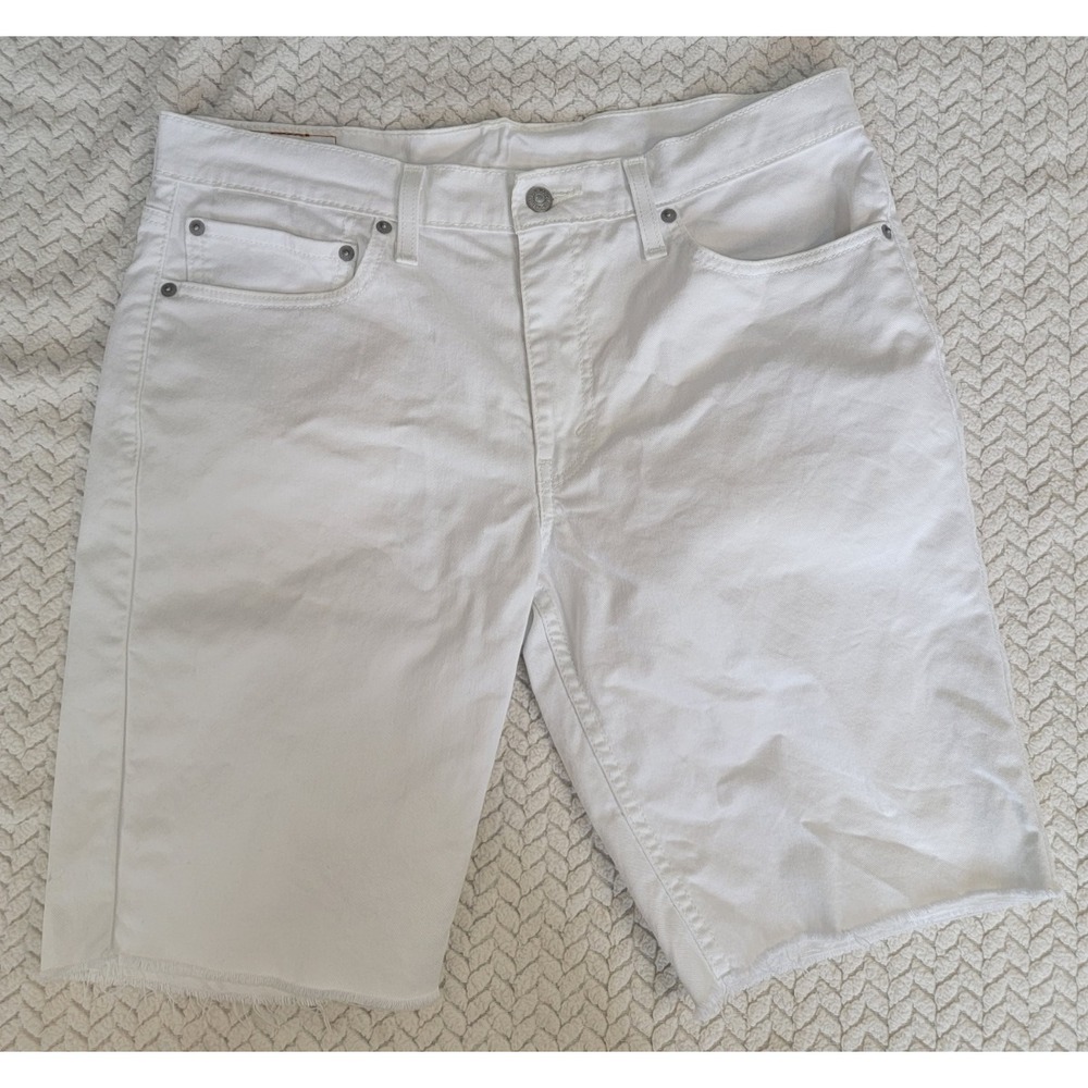 Levi's 511 White Cut-Off Distressed Shorts Mens Size 34x11 White Denim - Picture 1 of 8